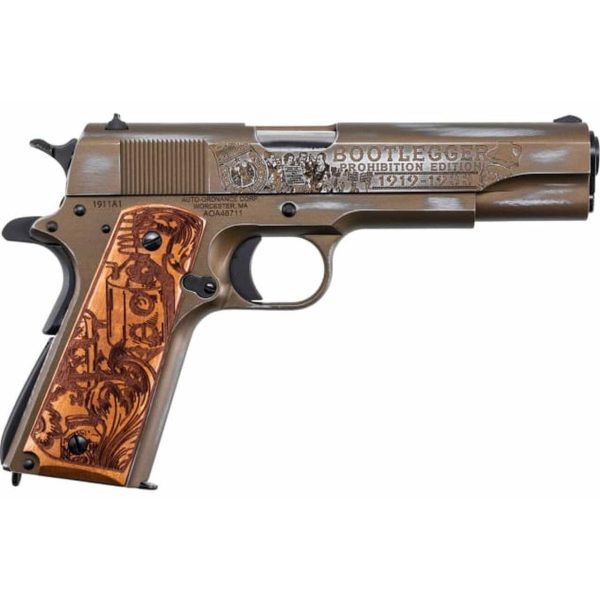 Auto Ordnance 2021 "Bootlegger" 1911 Handgun .45 ACP 7rd Magazine 5" Barrel Engraved Wood Grips