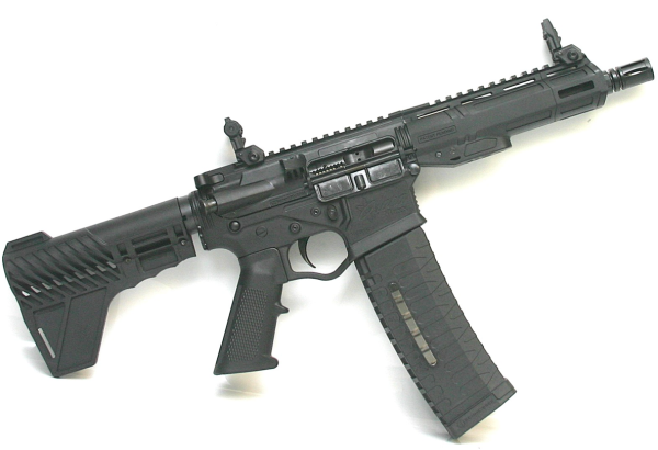 ATI ALPHA MAXX 5.56 PISTOL 7.5" BLACK 7" MLOK, REAR BLADE, F.U. SIGHTS, 1-60RD MAG