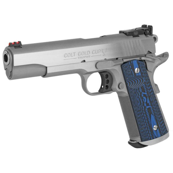 COLT 1911 GOLD CUP TROPHY 38 SUPER STS BLUE GRIPS 5" 9+1 - Image 2