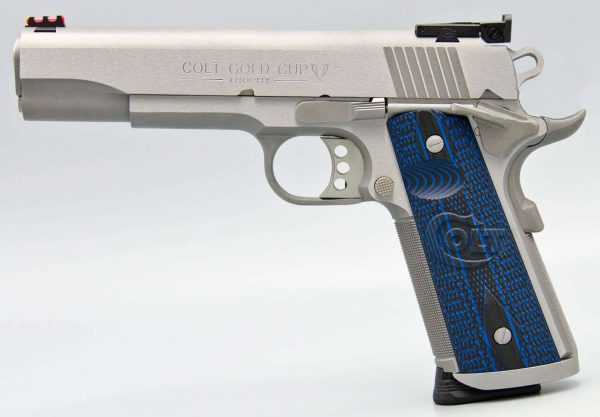 COLT 1911 GOLD CUP TROPHY 38 SUPER STS BLUE GRIPS 5" 9+1 - Image 3