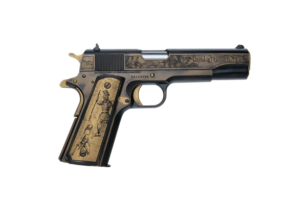 COLT DAVID AND GOLIATH CUSTOM ENGRAVED 1911 45ACP BATTLEWORN CERAKOTE ENGRAVED 1-200 MADE